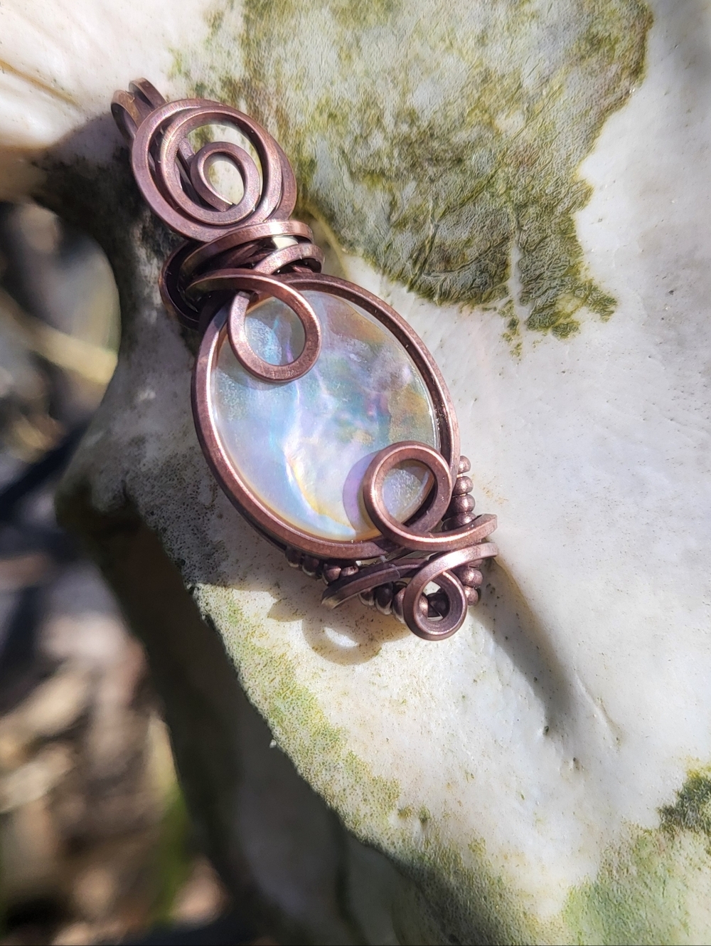 Handmade Copper Abalone Shell Pendant - Picture 3 of 3